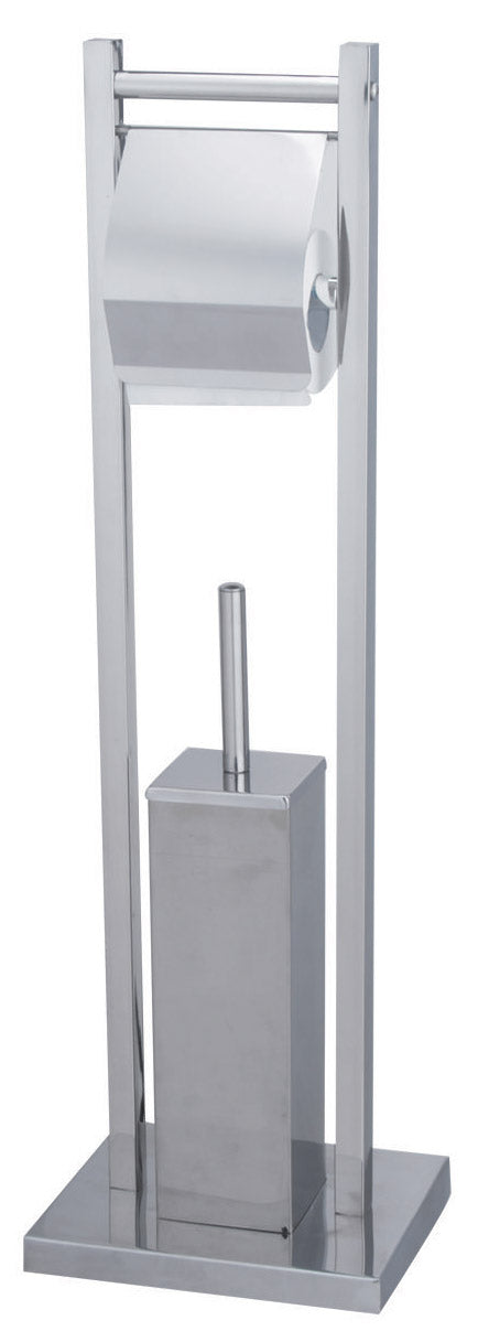 Porte-rouleau sur pied et porte-brosse WC en acier chromé Fadi online