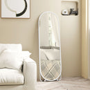 Specchio a Figura Intera da Terra 40x41x159 cm con Supporto Pieghevole in Vetro e Metallo Bianco  