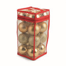 Set 16 Palle di Natale Ø8 cm in Plastica con Borsa Oro