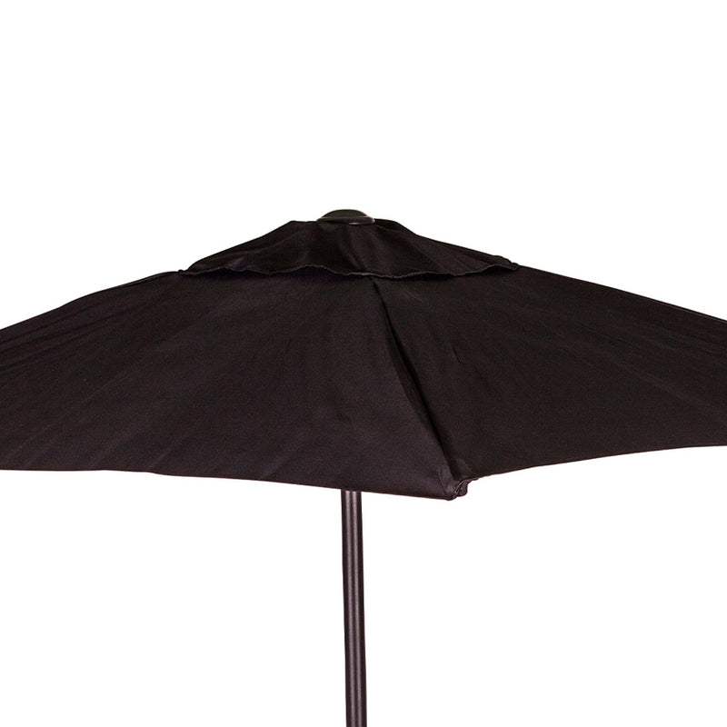 Set da Pranzo 6 Pezzi per Giardino Patio Tavolo Piano in Vetro con Ombrellone e 4 Sedie Pieghevoli Nero