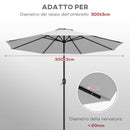 Telo per Ombrellone da Ø295 cm 8 Stecche Palo Centrale o Laterale Resistente all'Acqua Bianco  