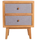 Comodino in Legno 2 Cassetti Legno e Grigio 44x30x55 cm 