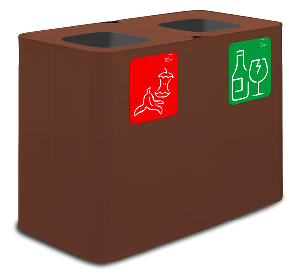 Pattumiera Sistema di Raccolta Rifiuti 77x38xh50 cm In Acciaio Verniciato 2 Scomparti Marrone sconto