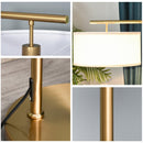 Lampada da Terra con Paralume E27 in Metallo Oro e Bianco