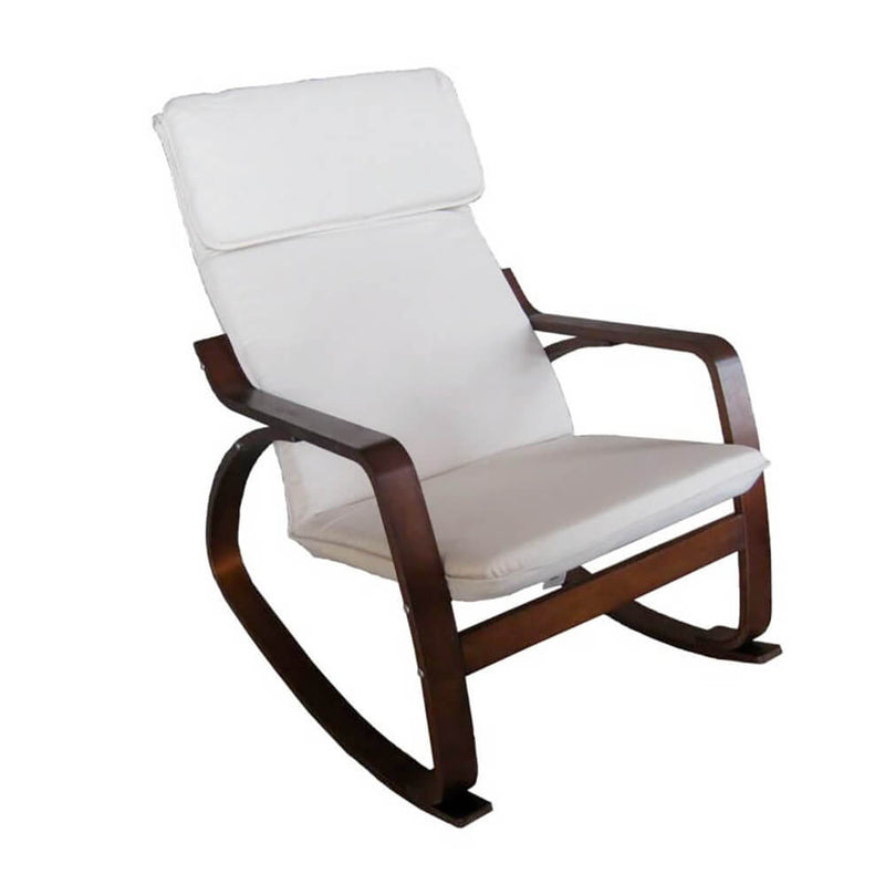 Sedia a Dondolo in Tessuto e Legno con Cuscino 67x95xH90cm Naturale