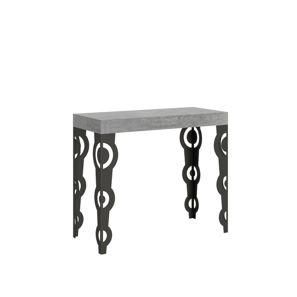 sconto Console Extensible 90-196x40x77 cm en Mélamine Grise