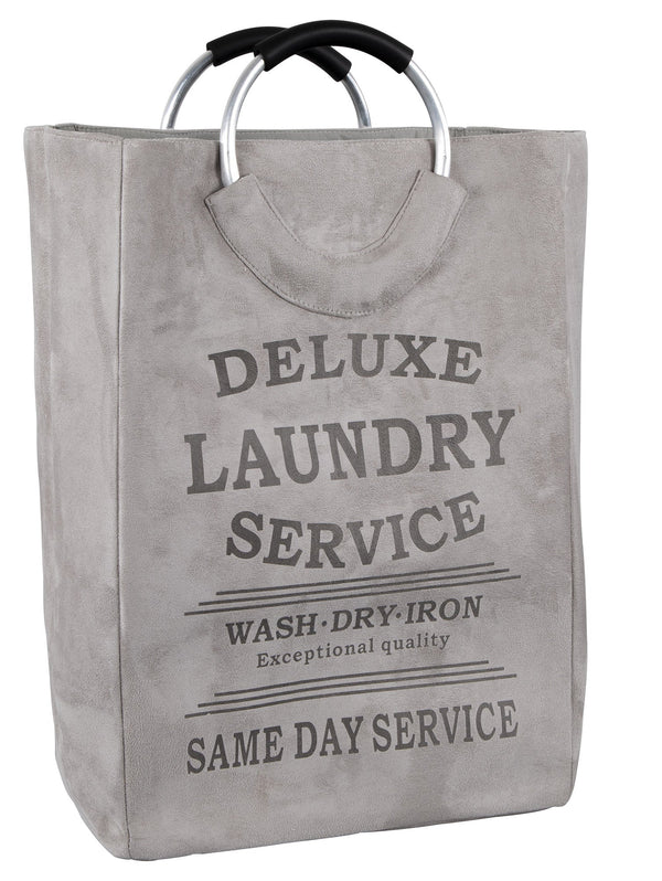 online Sac à Linge avec Anses 66x25x38 cm en Tissu Effet Daim Gris