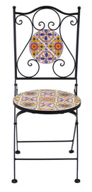 Set Tavolo e 2 Sedie da Giardino con Mosaico in Metallo Trapani