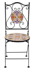 Set Tavolo e 2 Sedie da Giardino con Mosaico in Metallo Trapani