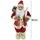 Statuina Babbo Natale Rosso Statuetta 60 cm Vestiti in Tessuto Addobbo Natalizio