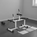 Macchina Fitness per Estensioni Seduta Regolabile per Allenamento Gambe Vita e Braccia Struttura in Acciaio Bianco      