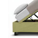 Letto Singolo Contenitore Imbottito Microfibra Tè Verde BoxMax Testata Button Varie Misure