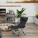 Sedia da Campeggio Pieghevole e Reclinabile con Accessori Nero   