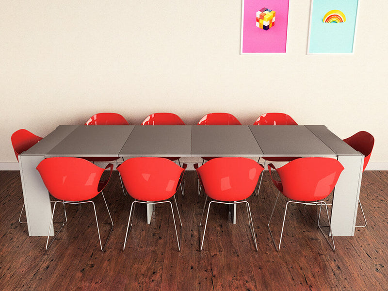 Consolle Tavolo Allungabile in Melamina 42/302x95x76cm TFT  Moon Beige Opaco Grigio