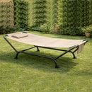 Amaca da Giardino Autoportante 230x98x85cm con Cuscino Seduta Ergonomica Struttura in Metallo Beige      