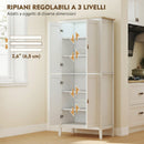 Credenza Mobile da Cucina 80x40x176,5 cm con Luce LED Dimmerabile a 3 Colori Ripiani Regolabili in MDF Bianco      