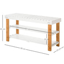 Panca Scarpiera 2 Ripiani in Legno e MDF 90x29x45 cm  Bianca