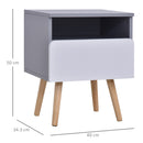 Comodino 1 Cassetto 40x34,3x50 cm in Legno MDF  Grigio e Bianco