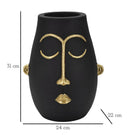 Vaso Tribal 24x31x22 cm in Poliresina Nero/Oro