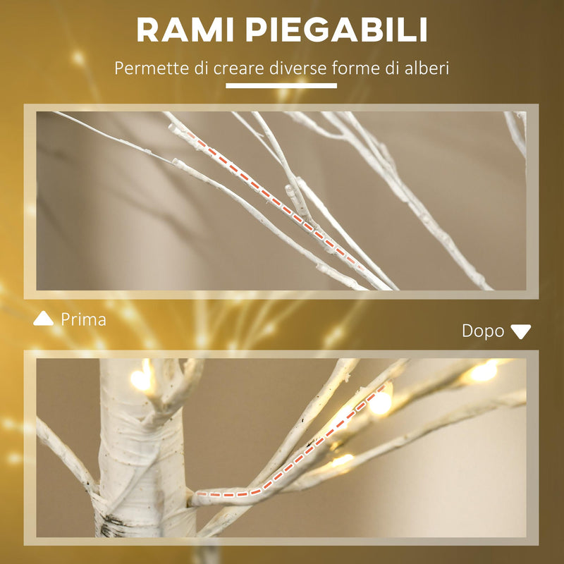 Albero di Natale Artificiale Bianco 180cm con 96 Luci LED 12 Rami Modellabili      