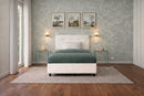 Letto Singolo Contenitore Imbottito Similpelle Bianco BoxMax Testata Button Varie Misure