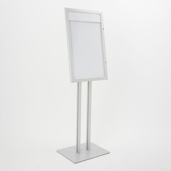 Espositore a Leggio con Piantana 51,4x79 cm in Alluminio Porta Menù Silver