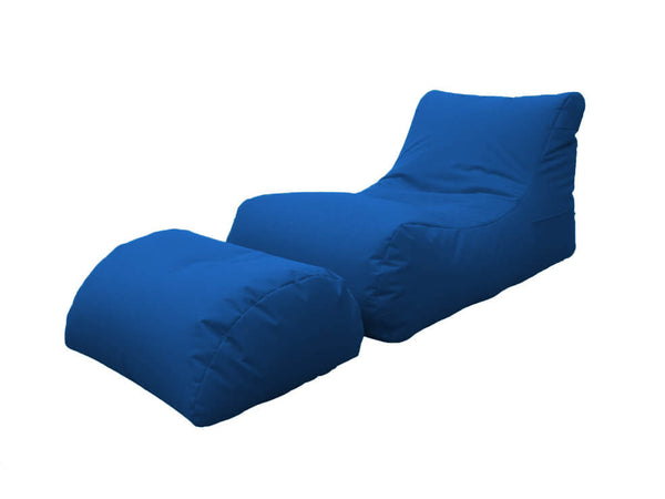 online Fauteuil Pouf Chaise Longue avec Repose-Pieds en Polyester Bleu Avalli