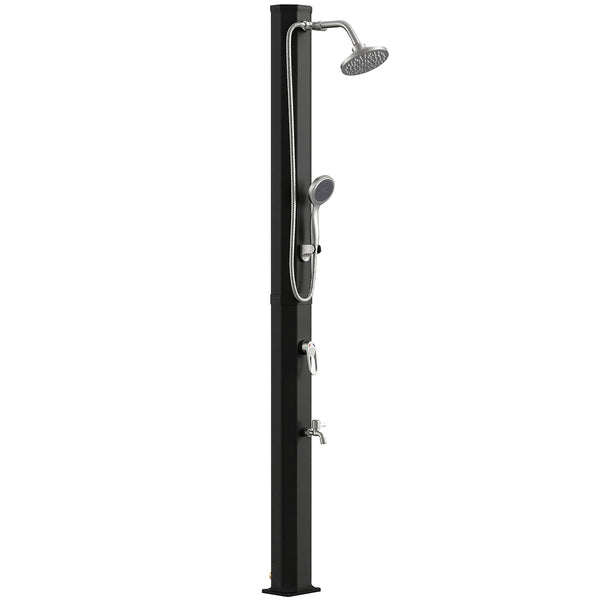 Doccia Solare 18x14x215 cm Capacità 35L Protezione Antigelo 2 Soffioni Rubinetto per Piedi in Plastica e ABS Nero acquista
