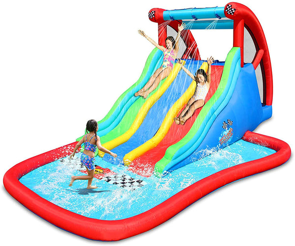 online Château de carrousel aquatique gonflable Triple Racing Thunder avec pompe Happy Hop