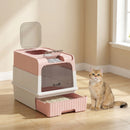 Lettiera per Gatti Chiusa 48x35x36 cm con Vassoio Estraibile Paletta e Deodorante in PP e ABS Rosa      