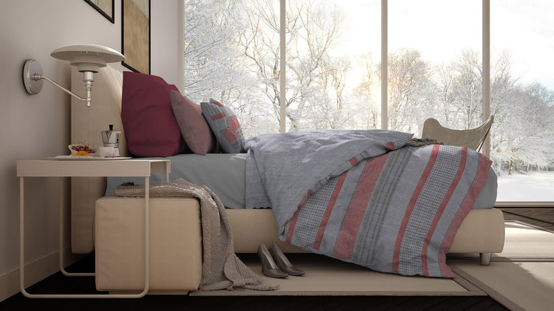 Copripiumino con Federe Stampato Athena Belen Rosso Varie Misure