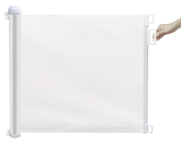 sconto Portail Enfant Barrière de Protection Rétractable 130x8x88 cm Fadi Luxe Blanc