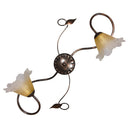 Plafoniera 2xE14 Montatura Marrone Rame Vetro Satinato Sfumato Ambra E-Energy Melania