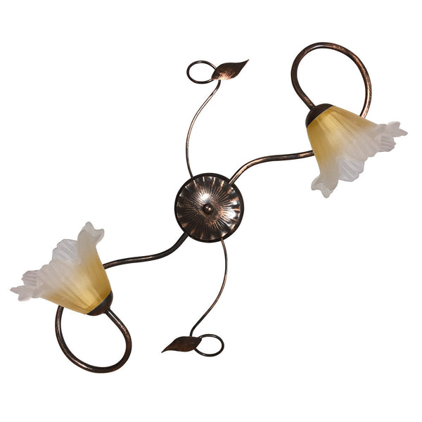 Plafonnier 2xE14 Cuivre Brun Cadre Ambre Shaded Verre Satiné E-Energy Melania online