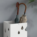 Portaombrelli con 4 Ganci e Vaschetta Raccogligocce 15,5x15,5x41cm in Metallo Bianco 
