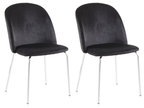 Lot de 2 Chaises 45x47x85 cm en Velours Noir sconto