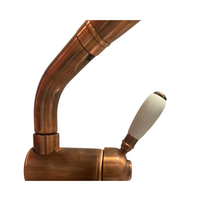 Rubinetto Cucina Miscelatore Monocomando con Doccetta Estraibile in Ottone Paini Rame Antico