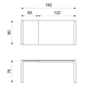 Tavolo Allungabile 122/182x80x76 cm in Metallo con Top in Vetro Bianco