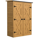 Capanno Armadio Porta Attrezzi da Giardino 115x53x156 cm con Ripiani Interni in Legno di Abete Marrone      