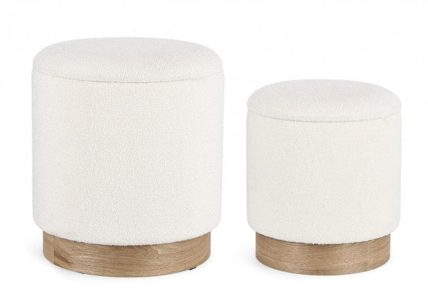 prezzo Set 2 Pouf Contenitore Zoya Bianco