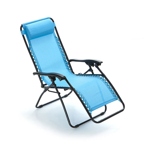 Chaise de camping inclinable et pliante en textilène avec coussin bleu Taddei Gran Relax online