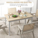 Tavolo da Pranzo 4 Posti con Piedini Antiscivolo 120x75x75 cm in Legno di Pino Naturale e Bianco