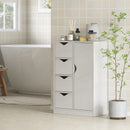 Mobile Bagno con 4 Cassetti e Armadietto 54x29x83 cm Maniglie Ritagliate in Legno Bianco      
