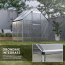 Serra da Giardino 192,5x131x200 cm con Porta a Battente e Finestra a Tetto in Policarbonato e Alluminio Argento      