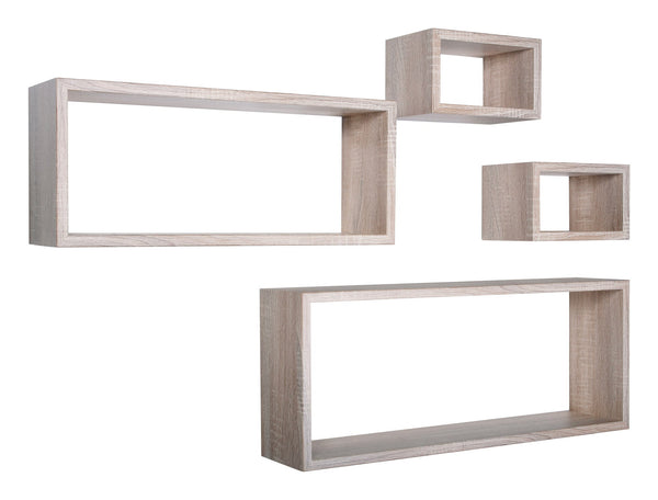 acquista Ensemble de 3 étagères cubiques murales carrées et rectangulaires en panneaux de fibres de bois Sagerau Chêne Merlin
