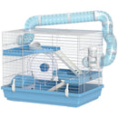 Gabbia per Criceti a 3 Piani 47,5x31,5x29,5H cm con Accessori Azzurro   