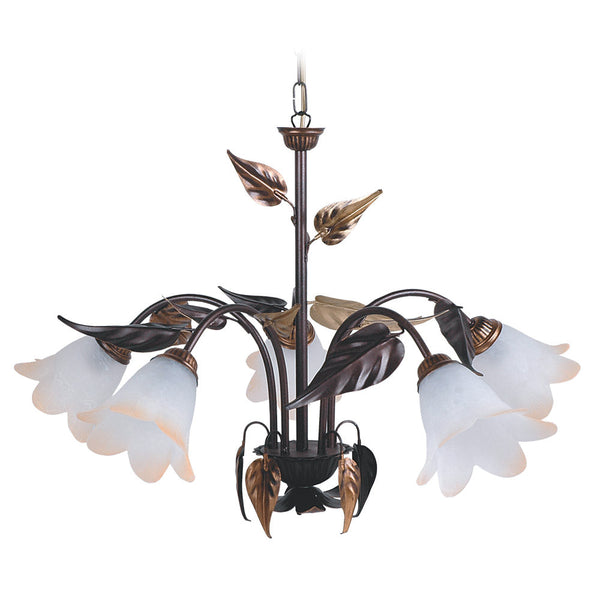 Lustre 5xE14 Cuivre Brun Cadre Blanc Ambre Shaded Verre E-Energy Giulia sconto