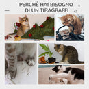 Albero Tiragraffi per Gatti 56x56x240 cm in Peluche e Corda di Juta Grigio Scuro e Beige
