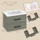 Mobile Bagno 61x40x48 cm con Lavabo in Ceramica e 2 Cassetti in Truciolare e MDF Verde      