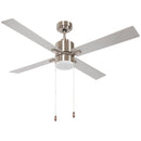 Ventilatore da Soffitto con Luce LED Ø130 cm 3 Velocità e Motore Reversibile Argento e Legno